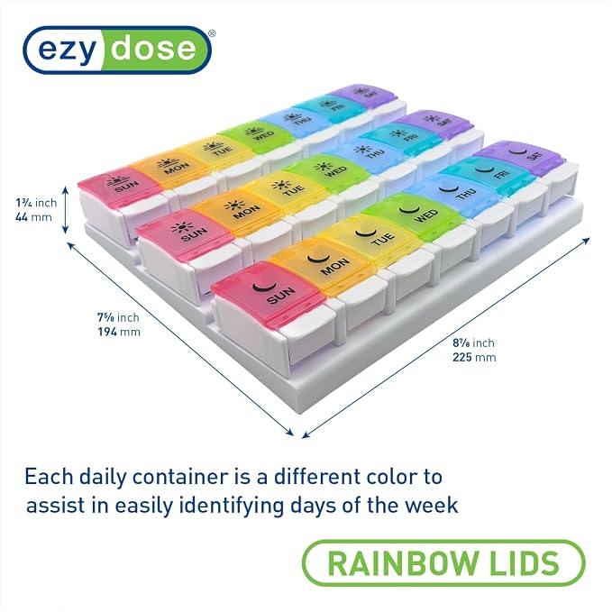EZY DOSE Weekly Pill Case, Daily Medicine Planner, Vitamin Organizer Container - Image 3