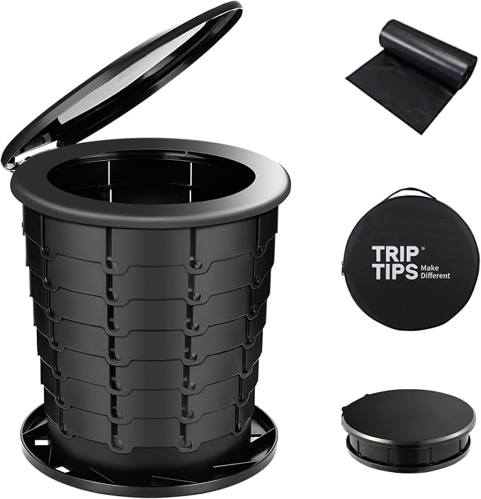 TRIPTIPS Upgrade Retractable Portable Toilet Travel Toilet Adjustable Height by Triptips