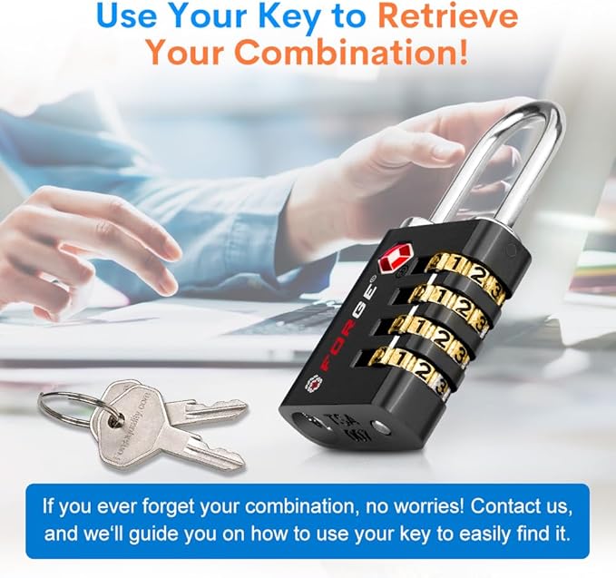 Forge Dual-Opening: Key or Combination Access Lock, TSA Approved Locks - Image 5
