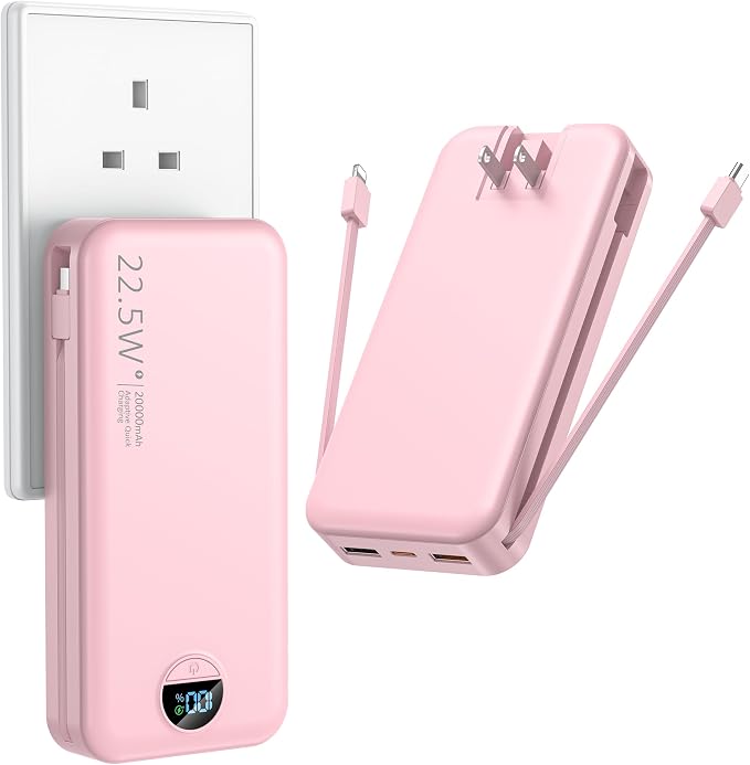 Portable Charger with Wall Plug, 20000mAh USB C Power Bank Fast Charging by Ffnpua