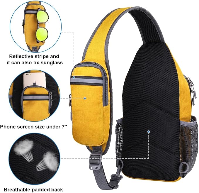 WATERFLY Crossbody Sling Backpack Sling Bag Travel Hiking Chest Bag Daypack - Image 5