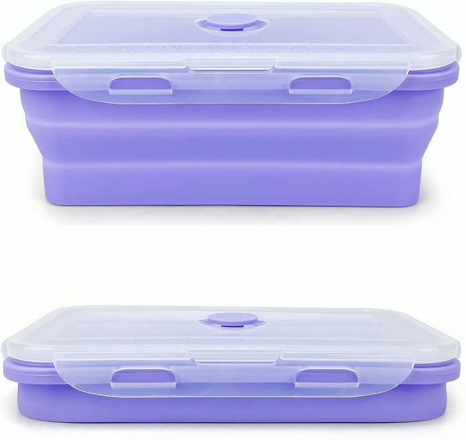 Purple Collapsible Sandwich Container, Silicone Lunch Container Bento Box by Lunbengo