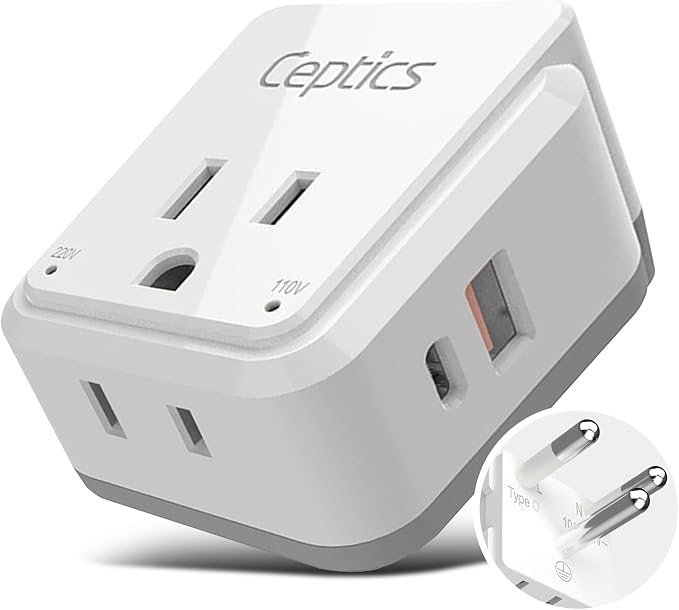 Ceptics Thailand Travel Adapter Set, PAK KIT 20W PD & QC, Type O by Ceptics