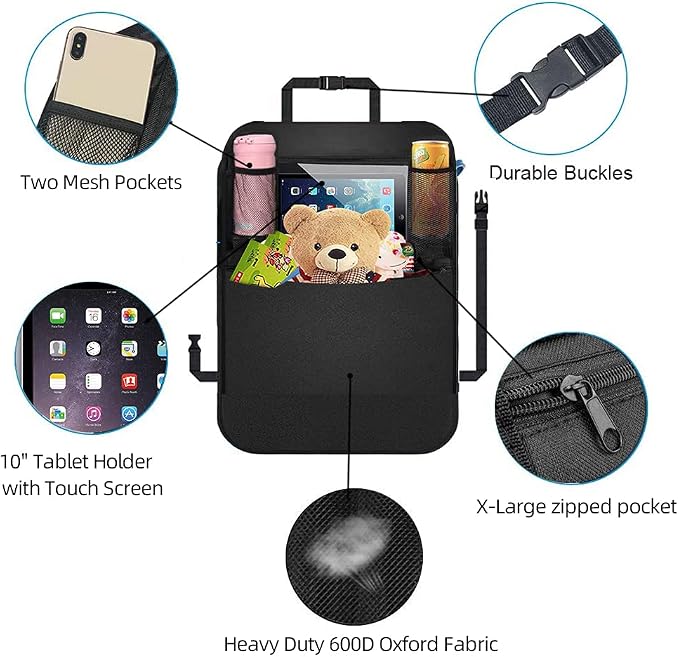 Premium Backseat Organizer for Kids 2 Pack, Heavy Duty Waterproof and Stain - Image 4