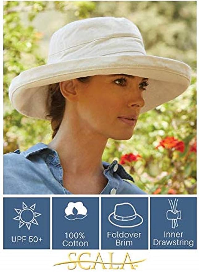 Scala Women's Cotton Hat with Inner Drawstring and Upf 50+ Rating - Image 3