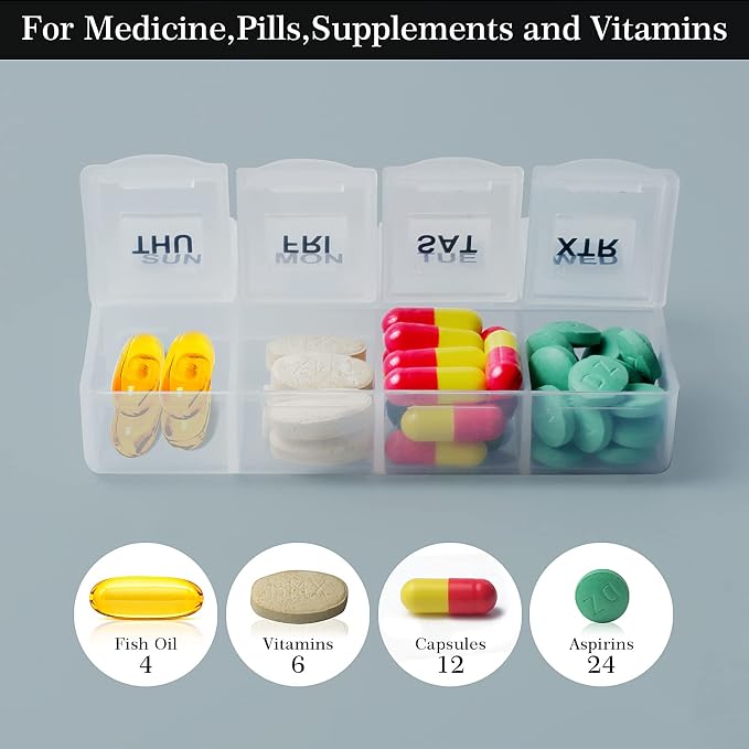 Serfeymi Weekly Pill Organizer 3 Pack Medicine Organizer Travel Pill Box 7 Day - Image 3