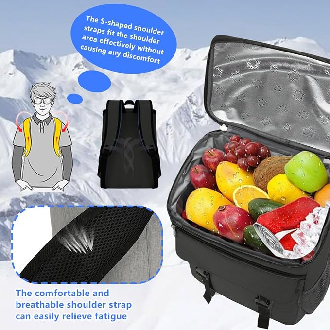 Cooler Backpack, 30 Cans Backpack Coolers Insulated Leak Proof - Image 4