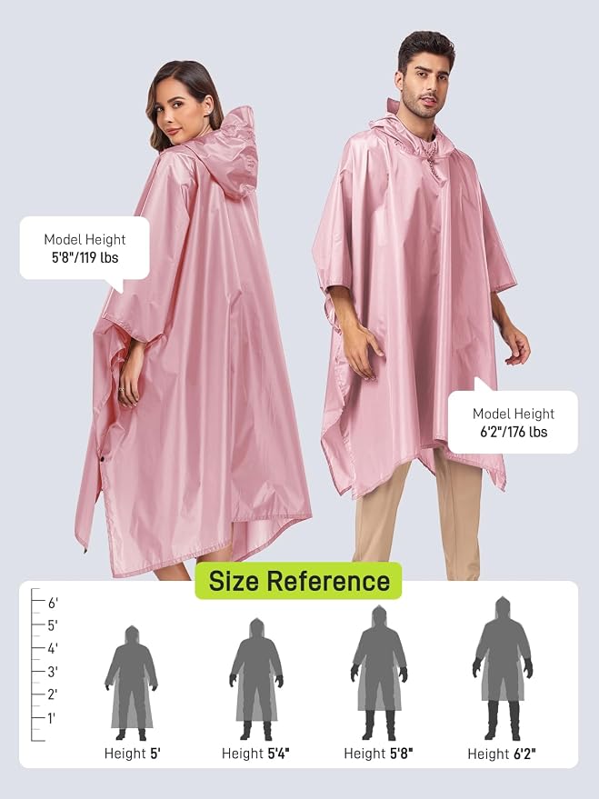 SaphiRose Hooded Rain Poncho Waterproof Raincoat Jacket - Image 2