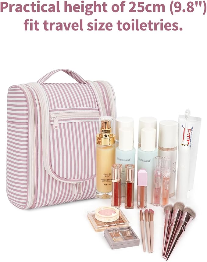Narwey Small Striped Hanging Travel Toiletry Bag - Image 6