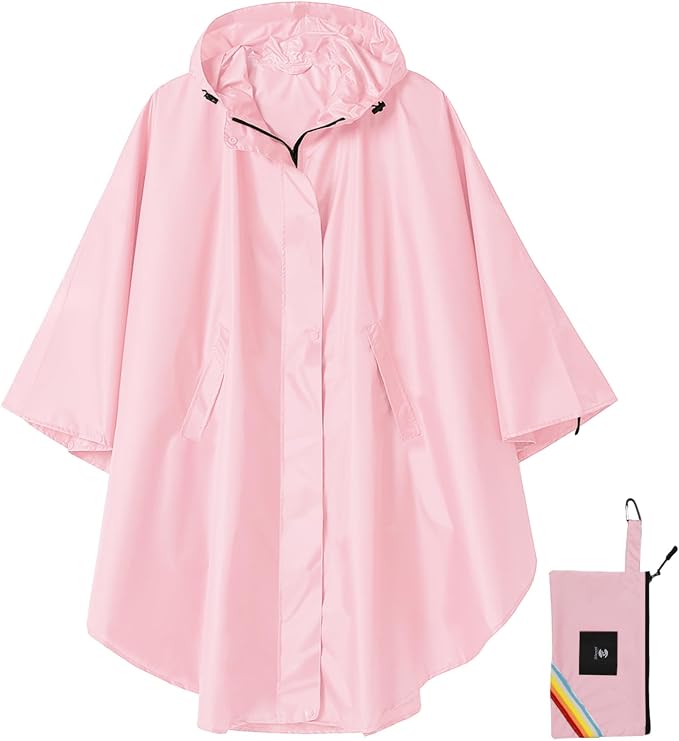 SaphiRose Unisex Rain Poncho Hooded Waterproof Raincoat by SaphiRose