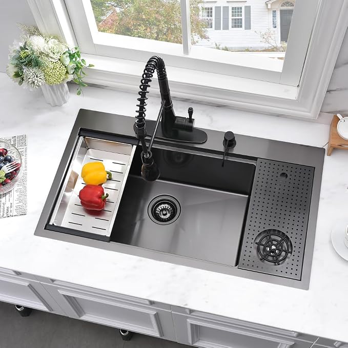 33 Inch Black Drop In Kitchen Sink - Image 4