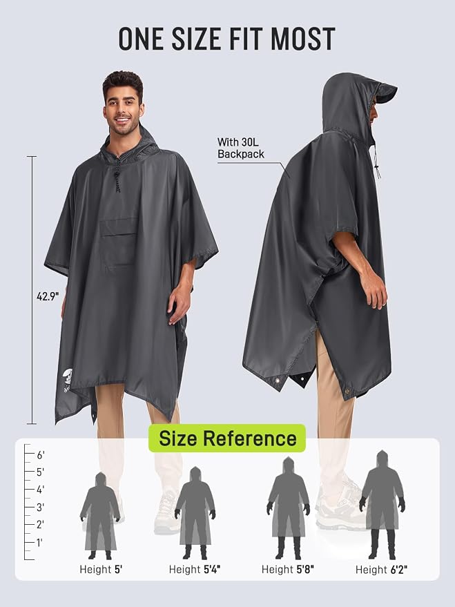SaphiRose Extra Thick Hooded Rain Poncho Double Layer Waterproof Raincoat Jacket - Image 3