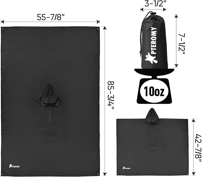 PTEROMY Hooded Rain Poncho for Adult - Image 7
