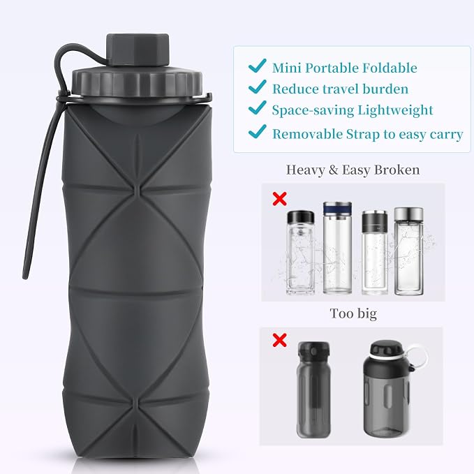 Silicone Collapsible Water Bottles, Lightweight Reusable Leakproof - Image 5