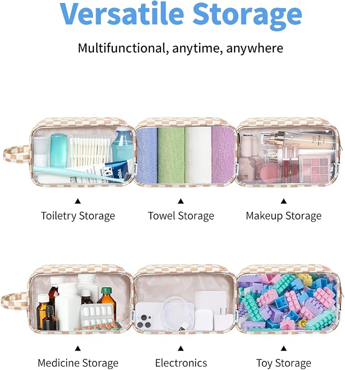 Narwey Clear Toiletry Bags for Traveling Women Men, Make Up Organizer, Skincare - Image 6