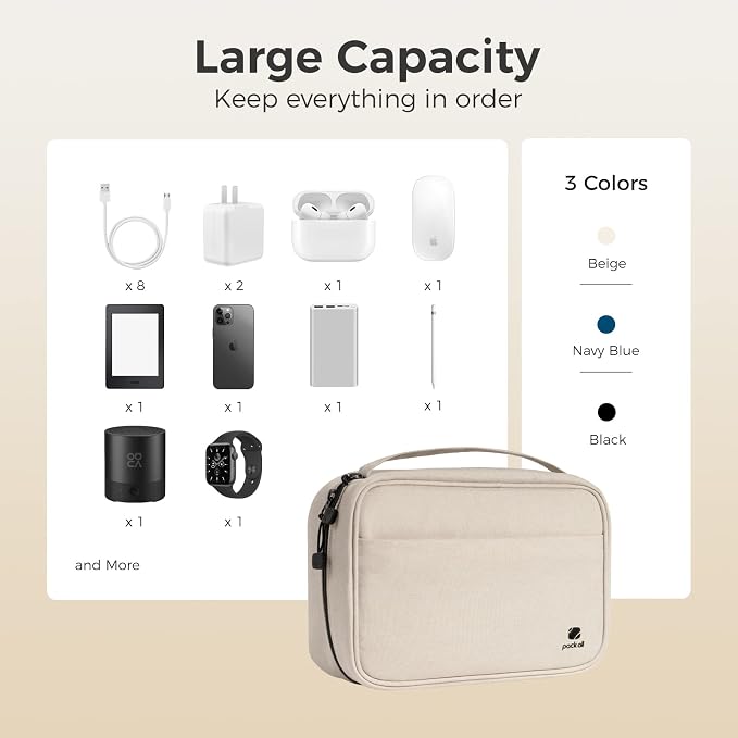 pack all Electronic Organizer Plus, Larger Capcity Cable Organizer Bag - Image 7