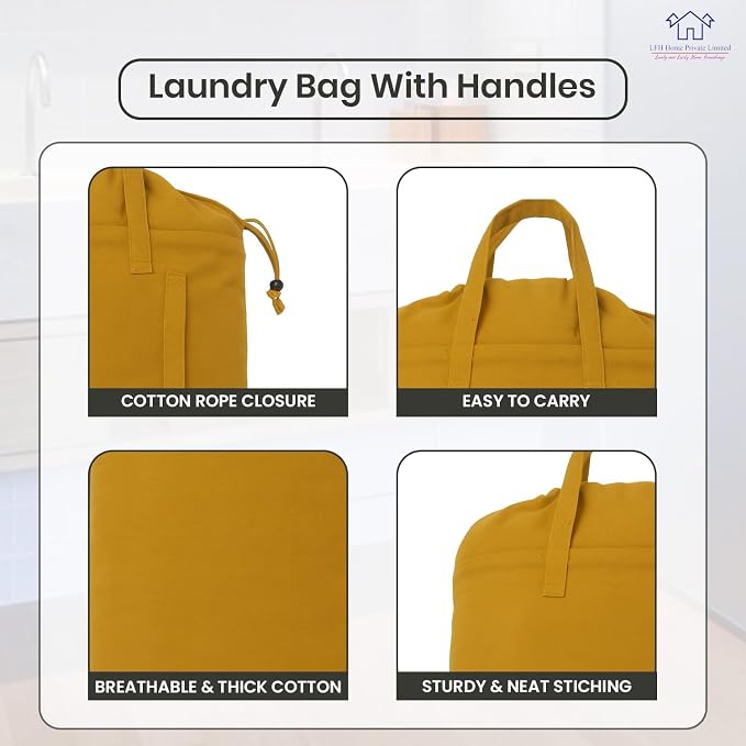 LFH Home Cotton Canvas Large Laundry Bag - Image 3