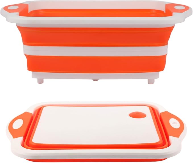 Collapsible BBQ Prep Tub/Cutting Board 10L, Foldable Dish Tub by Unknown