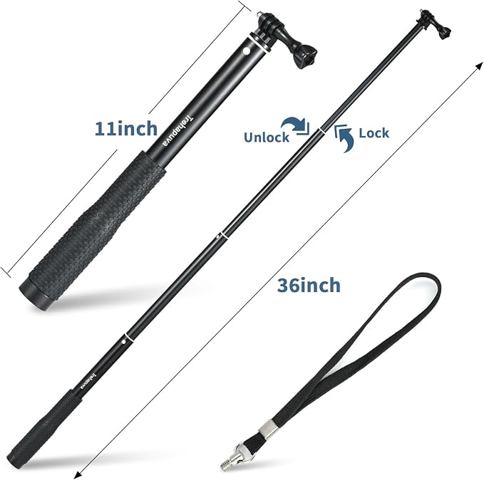 36'' Extension Selfie Stick Extendable Monopod Pole Waterproof Handle Grip - Image 4