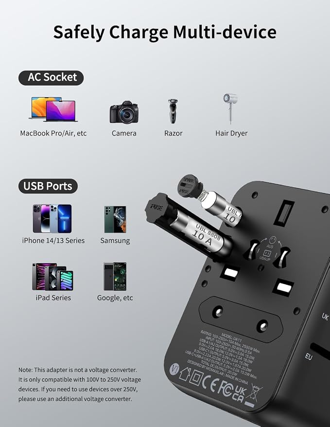 MOMAX Universal Travel Adapter, 20W+18W International Plug Adapter - Image 7