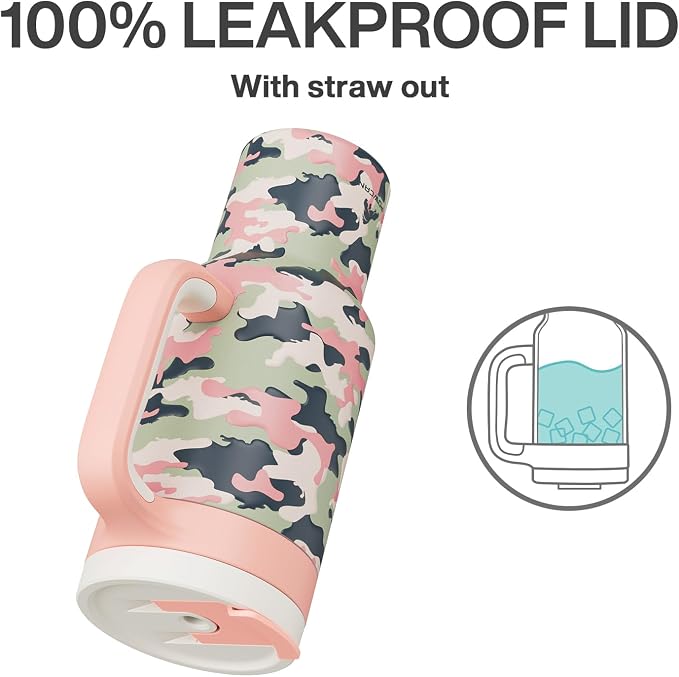 40 oz Camo Tumbler with Handle, 2-in-1 Straw and Sip Lid, Dishwasher Safe - Image 4