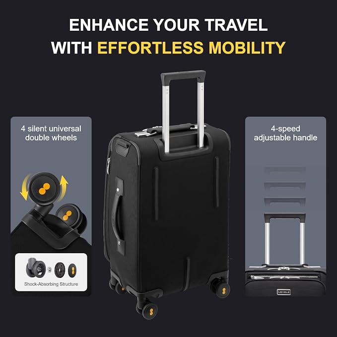 LEVEL8 Carry On Luggage with Compartment, 20 Inch Softside Expandable Travel - Image 5