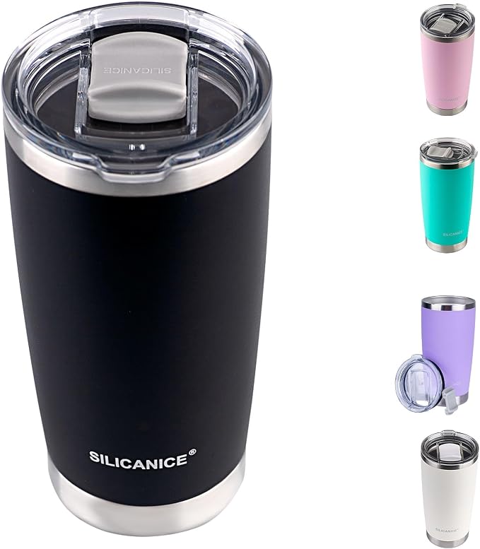 Black 20 oz Stainless Steel Double Wall Vacuum Insulated Tumbler by Patent-pendingstraw1secondoff1secondon3-secondclean