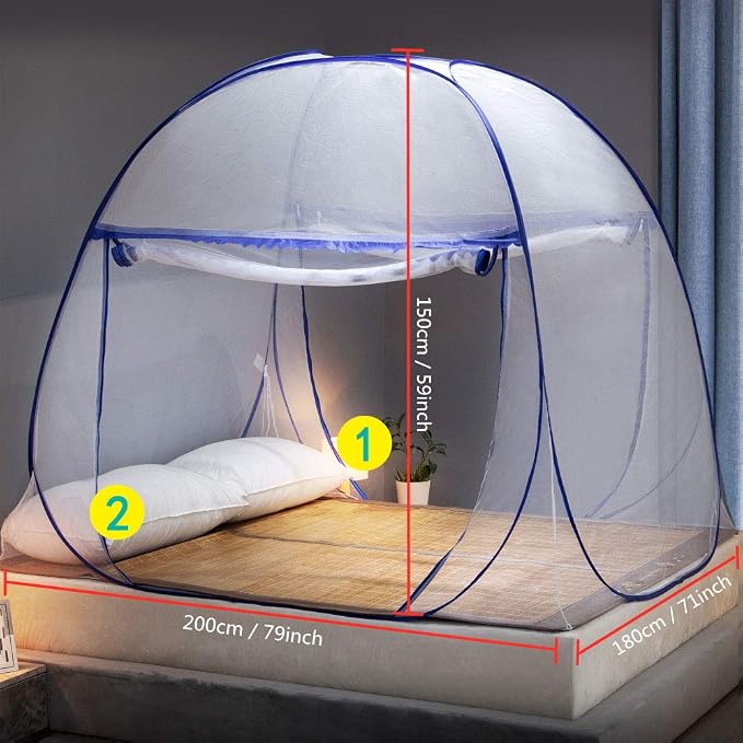 Pop-up Mosquito net Double Bed, L79 x W71 x H59 in Double Door Zip Portable - Image 4