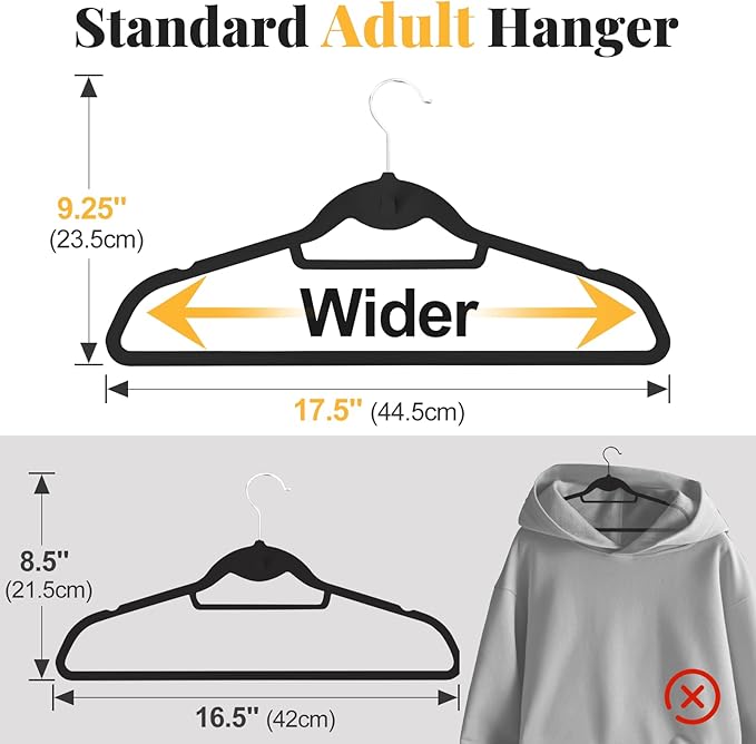 Velvet Felt Stackable Hangers 50 Pack, Non Slip, - Image 3