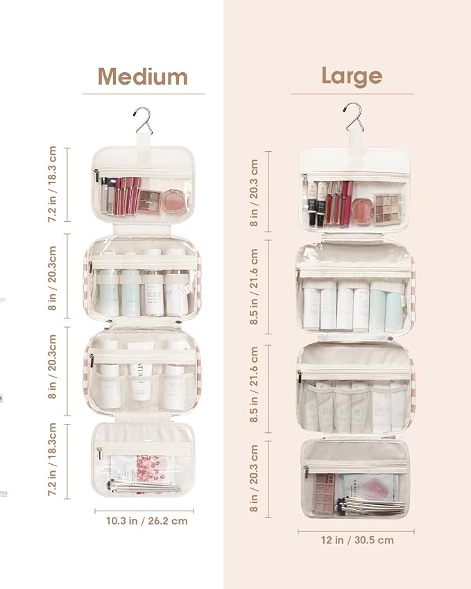 Travel Toiletry Bag for Women Large Hanging Makeup Bag Organizer Toiletries Bag - Image 3