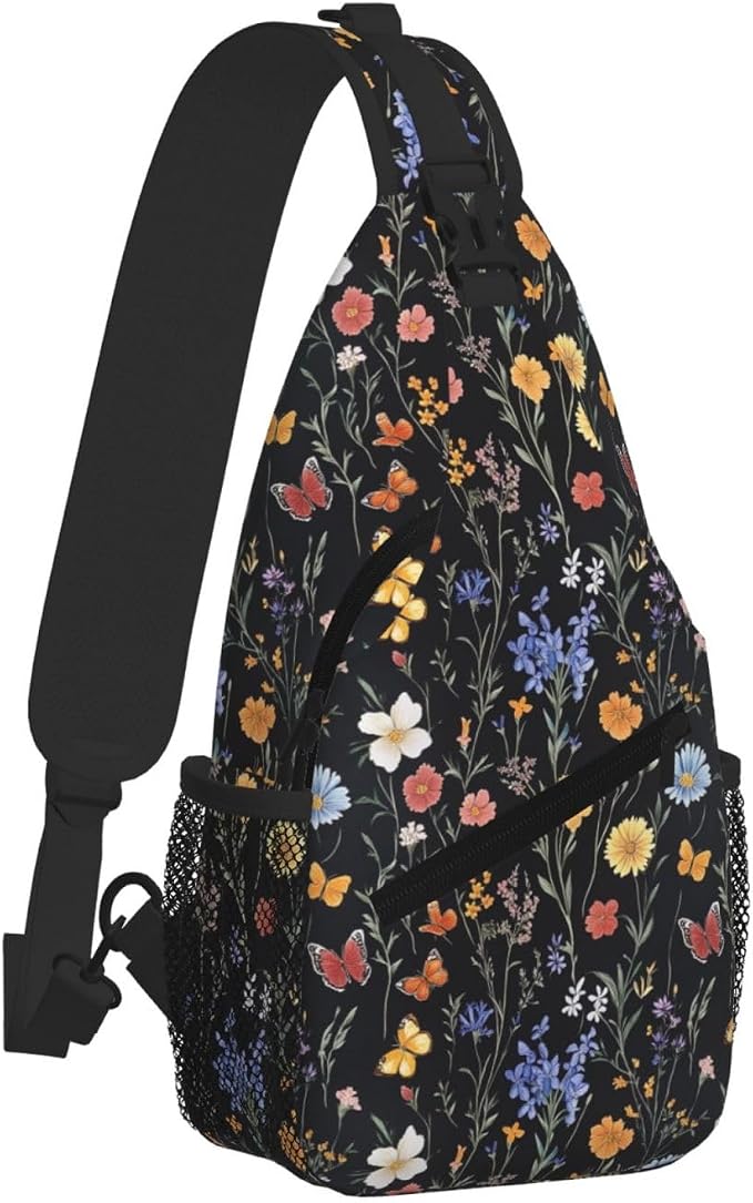 SUPLUCHOM Sling Bag Vintage Botanical Flower Wildflower Hiking Daypack - Image 2