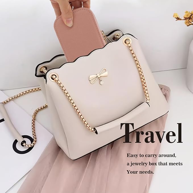 Travel Jewelry Case Bulk Of 2 For Women Weekend, PU Leather Compact Jewelry - Image 5