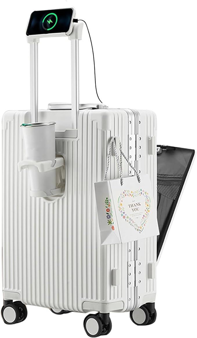 feilario 24in Aluminium Frame PC Hard Shell Spinner Wheels Luggage, Built-In by feilario