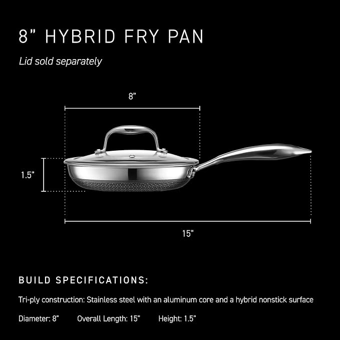 HexClad Hybrid Nonstick 8-Inch Frying Pan, Stay-Cool Handle, Dishwasher-Friendly - Image 3