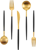Matte Gold Silverware Set With Black Handle, IBIILII JEFF 20 Pieces Stainless by IBIILII+JEFF