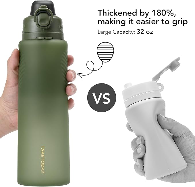 TakeToday Collapsible Water Bottles 32oz, Foldable Travel Water Bottle - Image 4