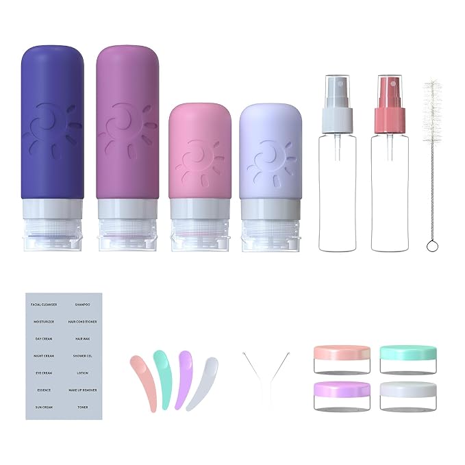 18 Pack travel Bottles for Toiletries, TSA Approved Silicone Travel Containers - Image 2