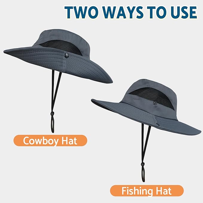 PFFY Sun Bucket Hats for Men Women 3” Wide Brim UPF 50+ Fishing & Beach Hat - Image 7