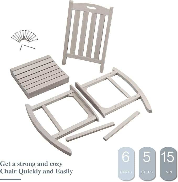 Psilvam Oversized Outdoor Rocking Chair, - Image 5