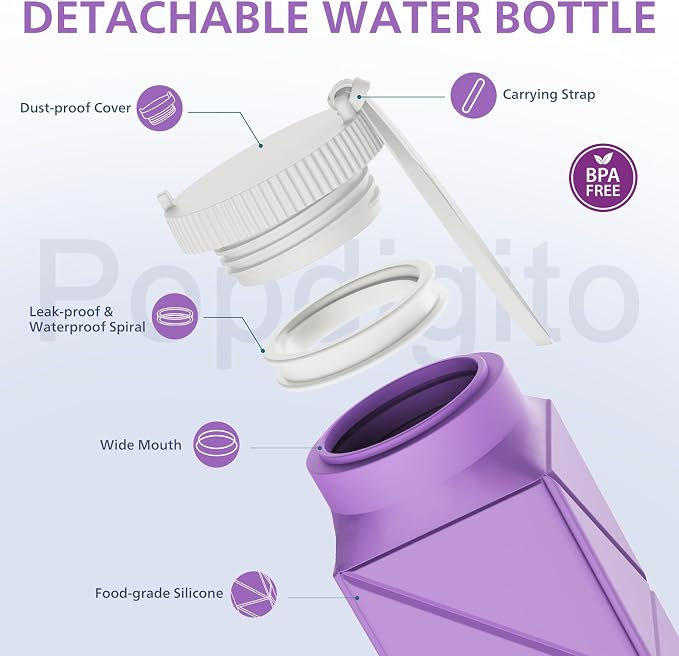 610ml Collapsible Water Bottles Upgrade Foldable Water Bottle BPA Free Reusable - Image 6