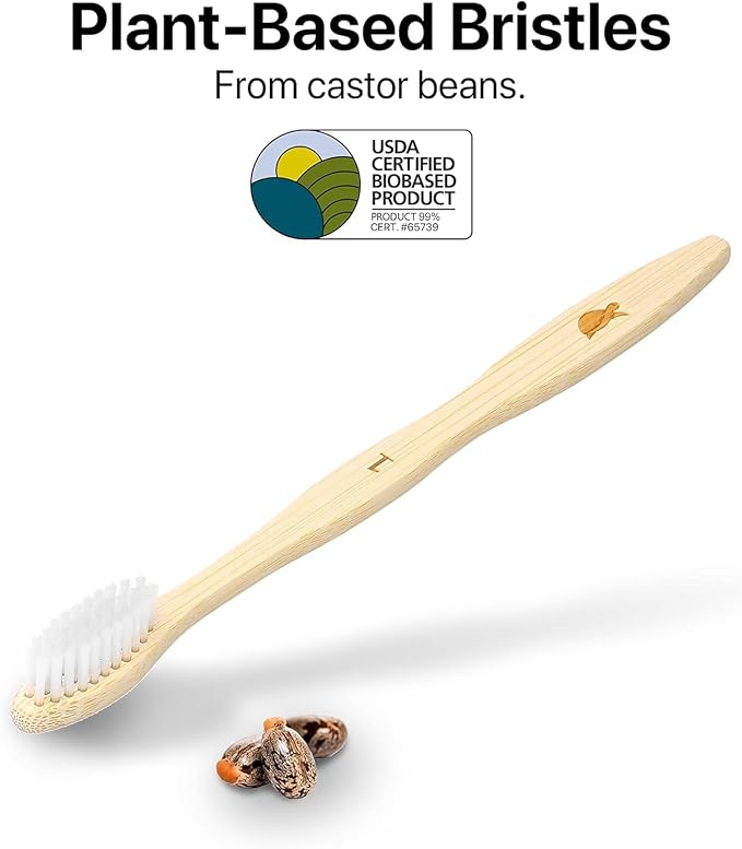 Sea Turtle Plant-Based Bristles, Bamboo Toothbrushes, Soft Natural Toothbrush - Image 2