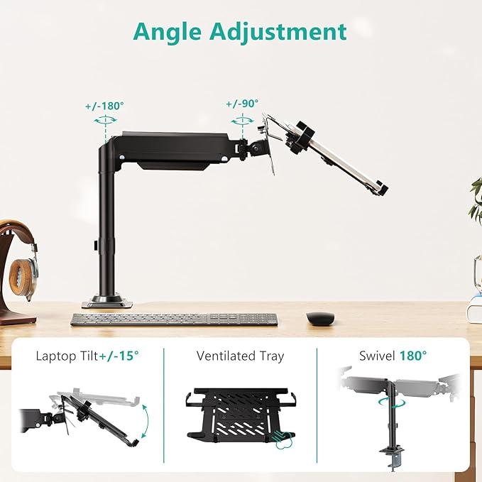 WALI Laptop Tray Desk Mount, Laptop Arm Mount Fits 10-15.6 Inch Notebook - Image 4