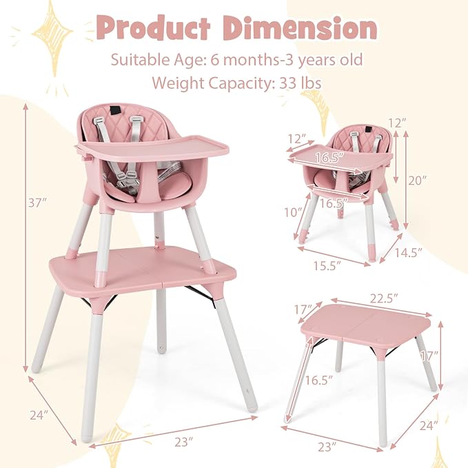 HONEY JOY 5-in-1 High Chair, Convertible Highchair - Image 8