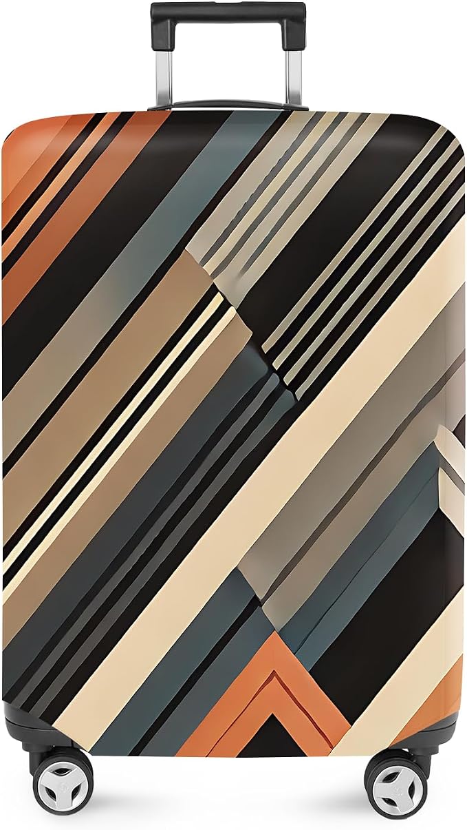 ANNA QUEEN Modern Geometric Luggage Cover, Abstract Striped Suitcase Protector by ANNAQUEEN