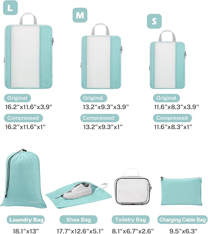 Gonex 8 Set Compression Packing Cubes - Image 3