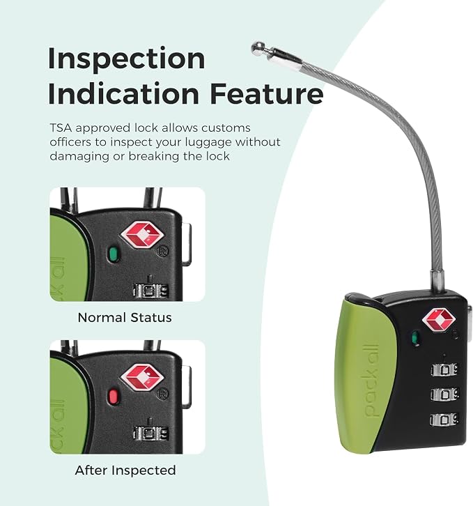 pack all TSA Approved Cable Luggage Locks, 3 Digit Combination Padlocks - Image 7