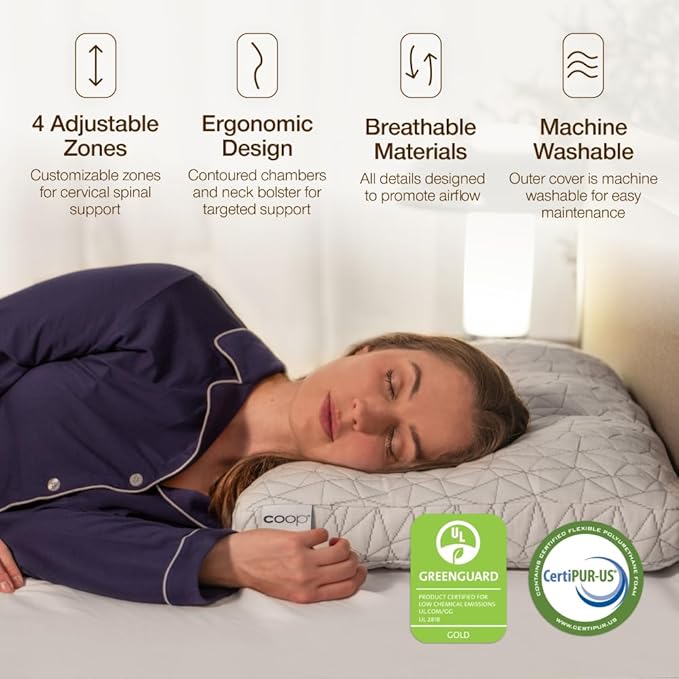 Coop Home Goods Adjustable Orthopedic Pillow Queen, Ergonomic Cervical Neck - Image 6