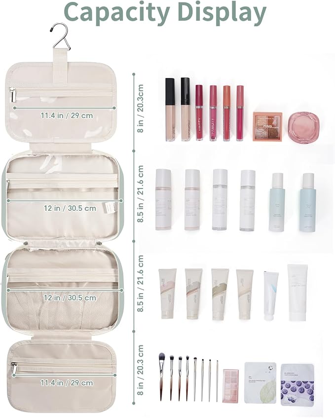 Travel Toiletry Bag for Women Large Hanging Makeup Bag Organizer Toiletries Bag - Image 5
