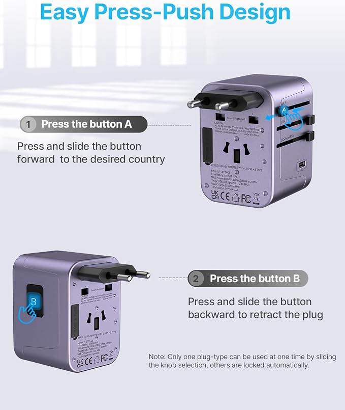 Universal Travel Adapter, VINTAR International Power Adapter - Image 3