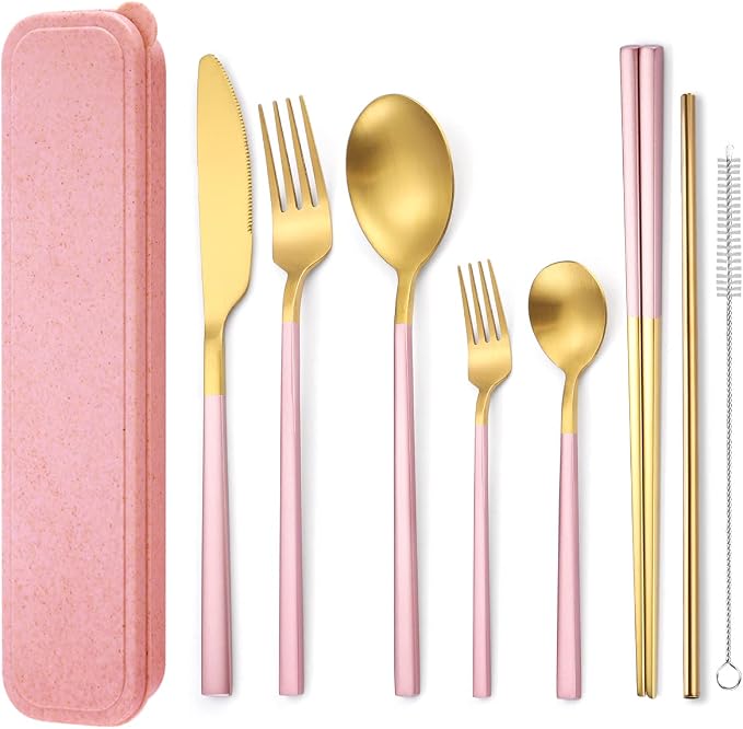 AARAINBOW 6 Pieces Stainless Steel Flatware Set Portable Reusable Cutlery Set by AARAINBOW